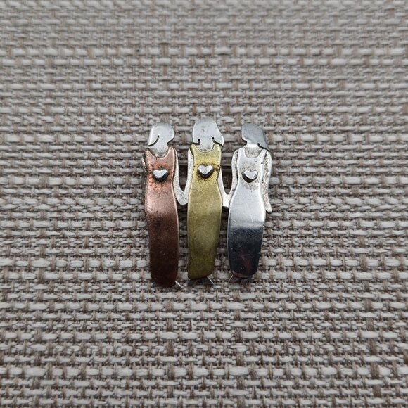 Jewelry - Sterling Silver Tri Tone Triple Woman Unique Pin Brooch A3330